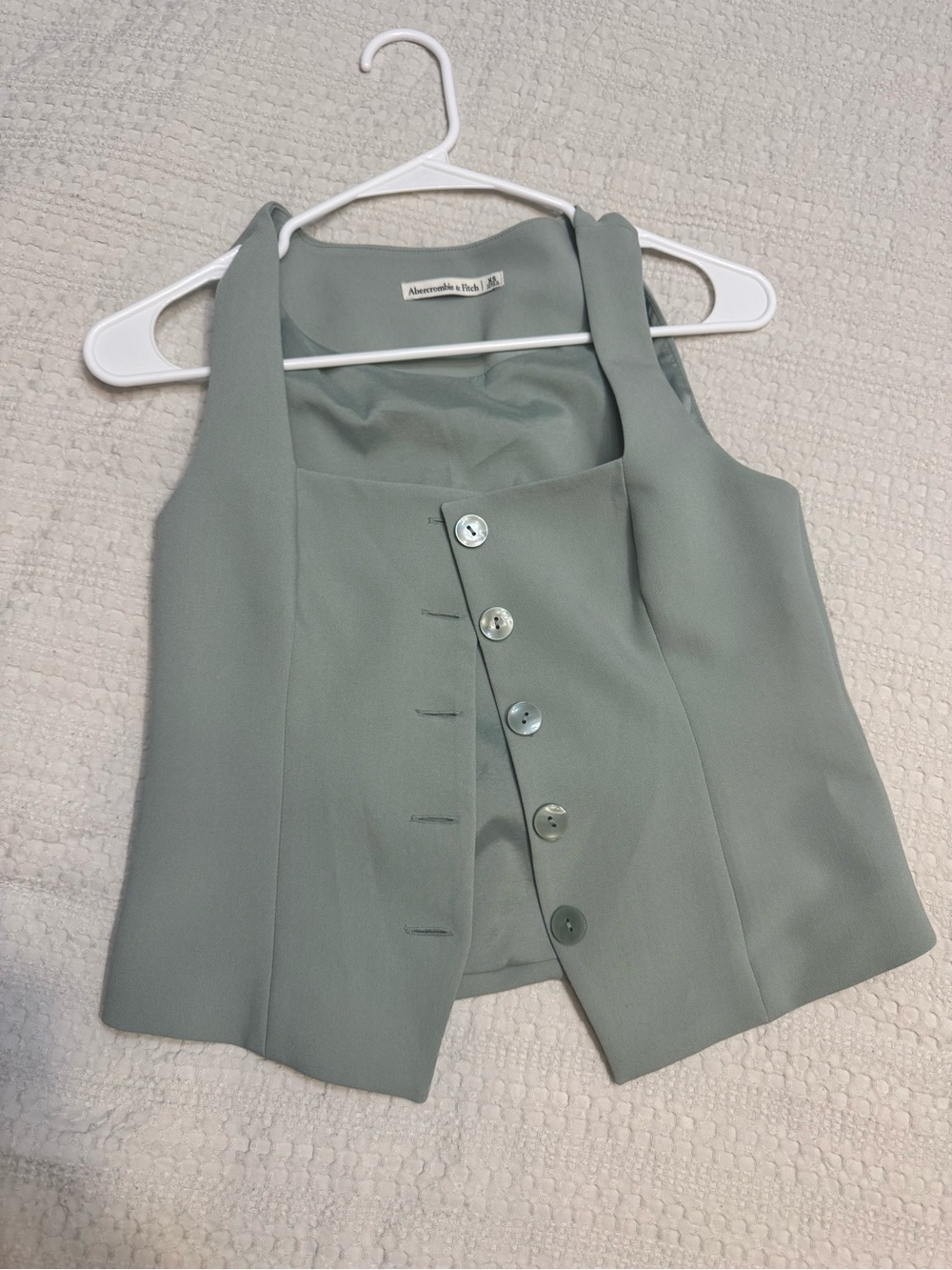 Abercrombie & Fitch Sage Green Button-Front Vest